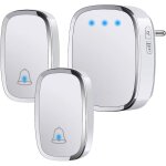 Sonnette sans fil ext�rieur �tanche ip44, sonnette de porte 300 m�tres, kit de carillon avec led flash, ...