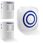 Sonnette sans fil kit de carillon de porte electrique avec 1 rcepteur et 2 dtecteur de mouvement pir ...