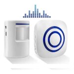 Sonnette sans fil kit de carillon de porte electrique avec 1 r�cepteur et 1 d�tecteur de mouvement pir ...