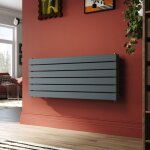 Sonni - radiateur eau chaude bicouche anthracite horizontal en acier 465x1200 mm radiateur chauffage ...