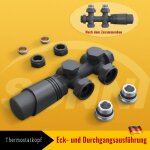 Sonni radiateur multiblock garniture de raccordement robinetterie thermostat anthracite