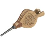 Souffleur manuel, soufflet de chemine, souffleur d'air en cuir coloris effet bois - hauteur 42, 9 x ...