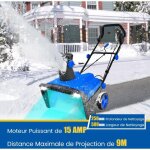 Souffleuse � neige �lectrique manuelle avec 2 lumi�res led, d�neigeuse filaire 15 a 500 mm avec goulotte ...