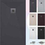Soulbath - receveur de douche - rsine - gel coat - texture lisse / pierre - antidrapant - couleur anthracite ...