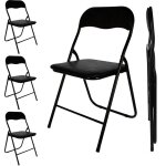 Spetebo - chaise pliante en mtal noire rembourre avec revtement en similicuir ? lot de 4 ? chaise ...