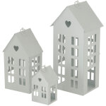Spetebo - lanterne alamo set de 3 pices en forme de maison - couleur : blanc