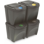Spetebo - sortibox - kit de 4 poubelles de 25 litres gris pierre
