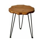 Spetebo - table d'appoint naturelle en pin massif avec bord rustique