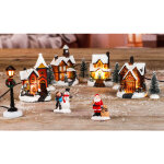 Ville de no�l � led - 5 led blanc chaud - 4 maisons, lanterne, personnages