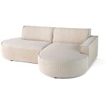 Lisa design - spiaggia - canap� d'angle droit - forme arrondie - 4 places - en velours c�tel� - beige ...