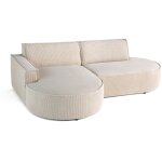 Spiaggia - canap� d'angle gauche - forme arrondie - 4 places - en velours c�tel� - beige