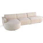 Lisa design - spiaggia - canap� d'angle gauche - forme arrondie - 5 places - en velours c�tel� - beige ...