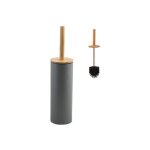 Brosse wc avec support acier & bambou adonis gris fonc� mat - poils r�sistants en silicone spirella