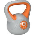 Sportnow - kettlebell 8 kg - haltre boule - poigne ergonomique - pu gris orange