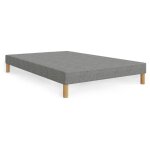 Mobilier deco - spring - sommier tapissier tissu gris pi�tement en bois 80x200 cm