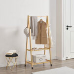 [en. casa] - portant � v�tements � roulettes �cker� bambou 70 x 43 x 152 cm