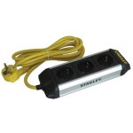 Bloc multiprise, 3 prises schuko (type f), 2 m, 3g1. 5, usage intrieur, noir / jaune / argent - stanley ...