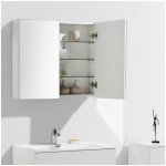 Stano. - armoire de toilette bloc - miroir siena largeur 80 cm blanc laqu�