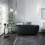 Stano. - baignoire �lot design ovale lisbon noir mat 160 cm