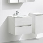 Meuble salle de bain design simple vasque siena largeur 60 cm blanc laqu�
