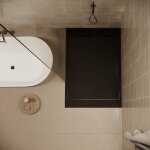 Receveur de douche 80 x 100 cm extra plat noir salvi en solicast� surface ardois�e