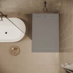 Stano. - receveur de douche 90 x 140 cm extra plat salvi en solicast surface ardoise gris