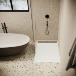 Stano. ? receveur de douche extra plat 90 x 150 cm ? solicast� blanc avec finition ardois�e ? antid�rapant ...