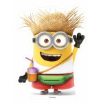 Star cutouts - figurine en carton minion en vacances avec boisson et banane verte h 80 cm