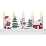 Star trading - chandelier led 'billy', motifs en bois, no�l, 5 flammes, batterie