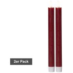 Star trading - set de bougies flamme, 2 pi�ces, cire, rouge fonc�, design antique, led, minuterie, blanc ...