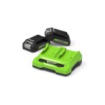 Greenworks - starter kit 24v 2 batteries 2. 0ah + chargeur double 4. 0ah - gsk24b2x