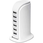 Station de charge usb, hub chargeur usb de 30w � 6 ports, chargeur usb multiport avec smart detect, compatible ...