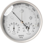 Station m�t�o analogique 3 en 1 en inox �132mm - barom�tre, thermom�tre, hygrom�tre