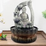 Statue de bouddha avec figurines de jardin solaires en lotus - statue de bouddha mditante - lampes solaires ...