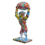 Statue chien debout avec ballon rugby motifs cartoon h32 cm - cartoon