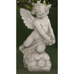 Statue classique en pierre reconstitue ange 20x20x54cm.