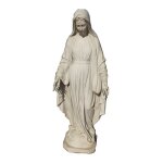 Anaparra - statue classique en pierre reconstitue vierge immacul miraculeuse 46x46x176cm.