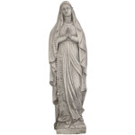Statue classique en pierre reconstitue vierge de lourdes 18x17x85cm.