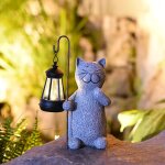 Statue dcorative de chat pour jardin extrieur avec lumire solaire ? dcoration de chaton de salon, ...