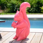 Wanda collection - statue cureuil de jardin rose 64 cm