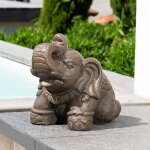 Wanda collection - statue eléphant assis 40cm brun antique Wanda collection - statue eléphant assis 40cm brun antique