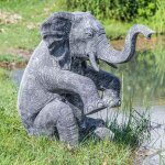 Statue lphant patin noir gris assis 95 cm