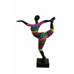 Statue femme bandes multicolores en rsine - dancing lady