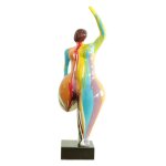 Meubletmoi - statue femme jambe pli�e coulures multicolores h60 cm - lady drips 01