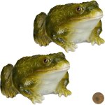 Statue grenouille, lot de 2, figurine d�co jardin crapaud en pierre d�coration balcon terrasse �tang, ...