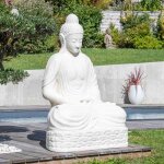Wanda collection - statue jardin bouddha assis fibre de verre position chakra 150cm blanc