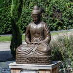 Wanda collection - statue jardin bouddha assis fibre de verre position chakra 150cm brun