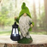 Statue de jardin solaire de figurine de gnome avec lanterne solaire - décor de pelouse extérieure statue ... Statue de jardin solaire de figurine de gnome avec lanterne solaire - décor de pelouse extérieure statue ...