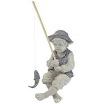 Statue de p�cheur de jardin, r�sine, pierre bicolore