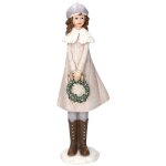 Statue en rsine petite fille avec guirlande blanche cm8x12h31, 5